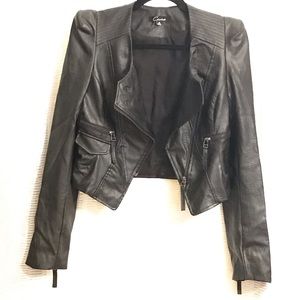 Cropped Faux Leather Jacket